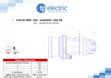 Preview: CEE Stecker 3P 32A 6H IP44